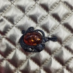 Natural Baltic Amber flower vintage Pendant charm Latvia circa 1970’s