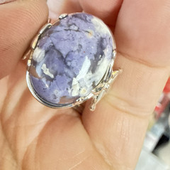 JTV Ring Sterling Silver Purple Stone Floral Flower Oval 925 Size 9 BBJ