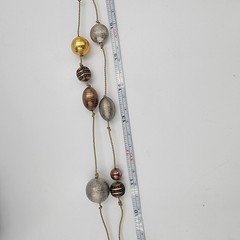 Vintage Long Strand 38″ Silver Gold Bronze Bead Braided Chain Boho Minimalist