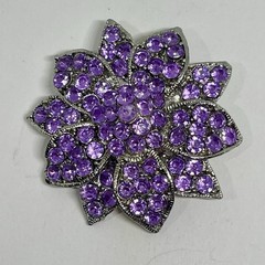 Lavender Purple Rhinestone Flower Brooch Vintage Estate Garden Lover Floral