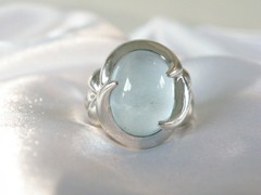 Chunky Sterling Silver 925 Natural Heated Blue Topaz Cabochon Unique Ring Size 7