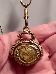 Vintage Goldette 5 Strand Cameo Necklace Amber Glass Stations Layered Gold Tone