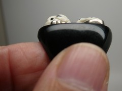 Amy Kahn Russel Sterling Silver 925 Leopard Modernist Black Horn RING Size 6