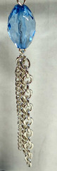 Vintage Silver Color Blue Crystal&chains Pierced Wire Earrings