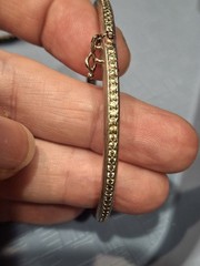 VTG Nadri Channel Set CZ Hinged Bangle Bracelet Silver Tone Vintage