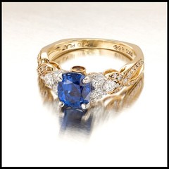 Krementz 2.46 Carat Sapphire Diamond Platinum Gold Engagement Ring