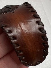 Vintage Leather Cuff Bracelet Blue Stone 3”