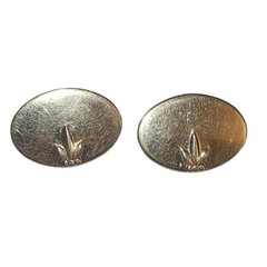 Vintage Swank Gold Tone Oval Disc With Leaf Classic Men’s Cufflinks