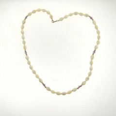 Vintage MOP Shell Bead Necklace 6 mm 17 inch 12kgf Gold Filled