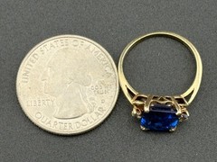 Vintage Kimberly 10K Gold, 3.7 ct Blue Tanzanite & Spinel Ring Size 6 – 2.7 gm