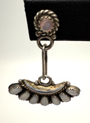 Vintage Sterling Silver & Mother of Pearl Fan Dangle Earrings With LMB Hallmark