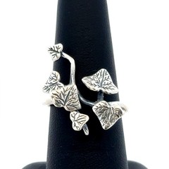 Vintage 925 Sterling Silver Climbing Ivy Vine Plant Leaf Cluster Adjustable Ring