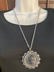 VTG Liberty 1794 Art Deco fashion Coin pendant ‘necklace Silver Tone 22”