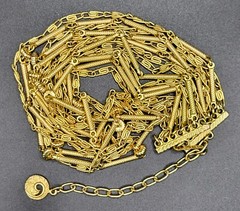 Vintage LISNER 7-Strand Link Necklace GOLDTONE 14-17″ BOHO CHIC Cocktail GYPSY