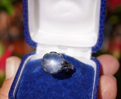 13 CT Star Sapphire Arts and Crafts Platinum & 14K White Gold Ring