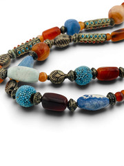 Vintage Himalayan Nepal Tibetan Necklace Turquoise Agate Carnelian Beads 32″