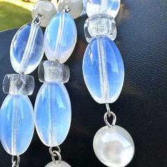 Vintage Opaline Glass Moon Glow Opera Necklace 56” Layering Statement Opalite