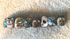 Winky OWL Costume Jewelry Linked Bracelet Stretchable Wisdom Rhinestone Eyes