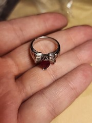 Red And Clear Cubic Zirconia Sterling Silver 925 Ring Size 7 5g vintage