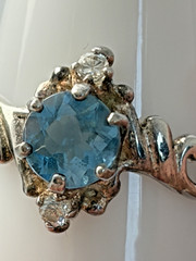 Vintage Sterling Silver Blue Topaz Ring 7 925