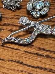 Vintage Lot 8 Silver Tone & Pot Metal Prong Set Rhinestones Scatter Pins Brooch