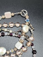Lot Of 4 Vintage Glass Beaded Multicolored 7.5″ Bracelets Toggle Clasp