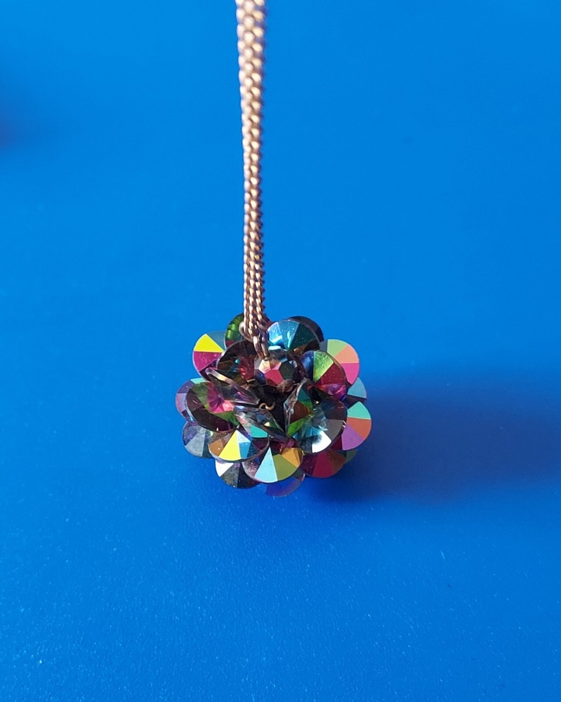17.5 In. Iridescent Sequin Ball On Gold Tone Chain