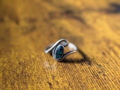 VTG Sterling Silver Navajo WM Wheeler Co. Bezel Abalone Inlay Cabochon Ring S4