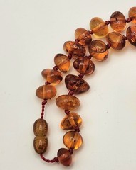 Vintage Baltic Amber Nugget Necklace Hand Knotted 24″ UV