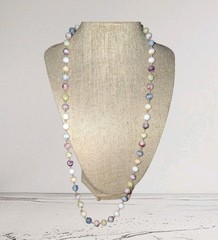 Picasso Glass Gold Swirl Knotted Pastel Bead Necklace No Clasp