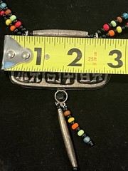 Vtg Chicos necklace Asian theme Inspired Multi Color Glass Beads Metal Pendant
