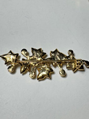 Vintage Oak Leaf Acorn Necklace & Brooch Set Gold Tone Red Green Cabochon Fall