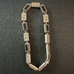 Silver Tone And Black Vintage Bracelet