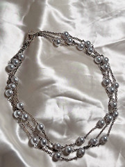 Vintage Signed Carol Lee Faux Pearl Headed Layered Necklace Choker