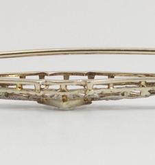 Art Deco Platinum & Gold Mixed .40ct Diamond Solitaire Brooch Bar Pin SI2 F/G