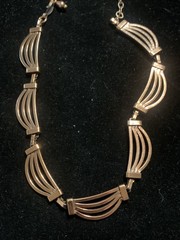 Vintage Mid Century RENOIR Signed Copper Scalloped Link Necklace Choker 16”