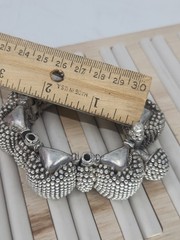 Antique Rajasthan Tribal Sterling Silver Granulated Bracelet 290g Handmade 6.75