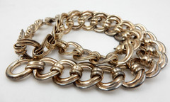 VINTAGE .835 EUROPEAN SILVER DOUBLE ROUND LINK 16″ CHAIN NECKLACE, 67.8 GRAMS