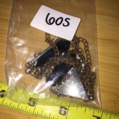 Vintage 60s Geometric Pendant Necklace Gold Tone Metal Black Acrylic