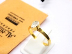 14k Gold Plated Natural Diamond Ring, Rose Cut Diamond 925 Sterling Silver Ring