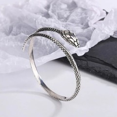 Women Bracelet Retro Snake Punk Elegant 925 Sterling Silver Cuff Vintage Bangle