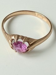Rare Vintage Original Soviet Russian Solid Rose Gold Sapphire Ring 583 14K USSR