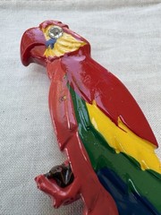 Vintage 1940s-1950s Celluloid Parrot Brooch • Large Colorful Painted Bird Pin