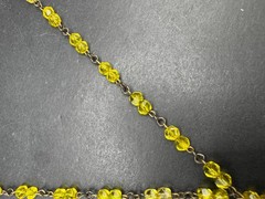 1930’s Art Deco Czech Glass Amber & Yellow Brass Filigree