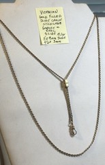 Victorian Gold Filled Slide Chain Garnet Opal Slide 42” 2mm 5x9mm Slide 10.1gr