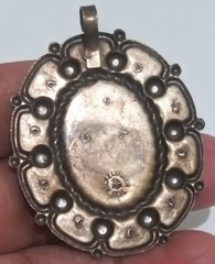 Vintage Bell Trading Post Faux Turquoise Nickel Silver Pendant