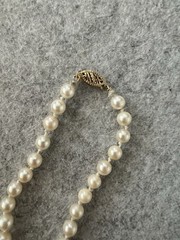 Vintage 5.8mm Genuine Cultured Pearl Necklace W Solid 14k Gold Clasp 19g 19”