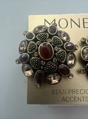 Vintage Monet Clip Earrings Semi Precious Stones (rubies) MSRP: $60 In 1980s