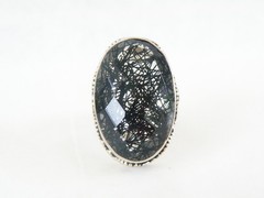 Heavy Sterling Silver 925 Rutilated Quartz Chunky Statement Ring Size 7
