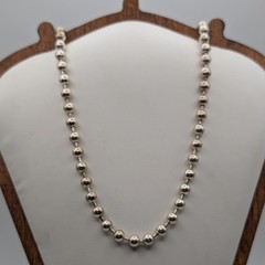 Vintage 925 Sterling Silver Heavy 5mm Military Bead Ball Chain Necklace 20” 27g
